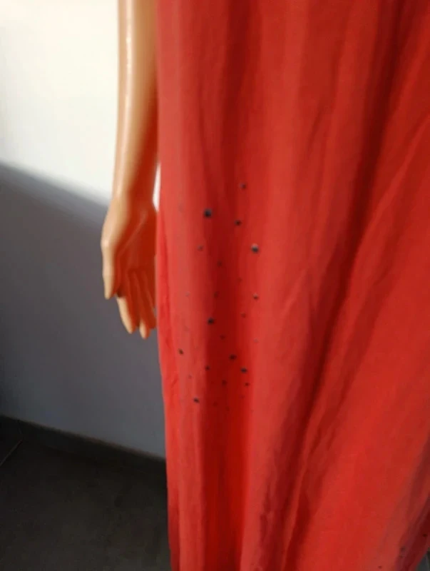 Vestido longo coral Miss Captain T2/M 100% algodão strass verão praia boêmio – photo 9